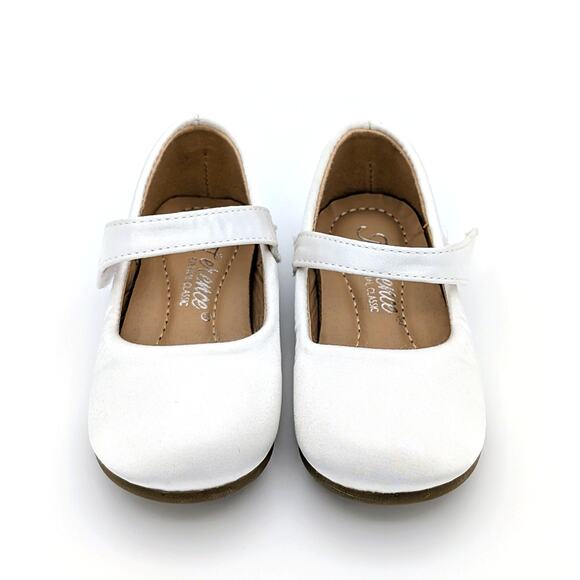Merence Mary Jane Shoes EU 21 Toddler White Satin Flower Girl Ballet Dress Shoes - Picture 2 of 9